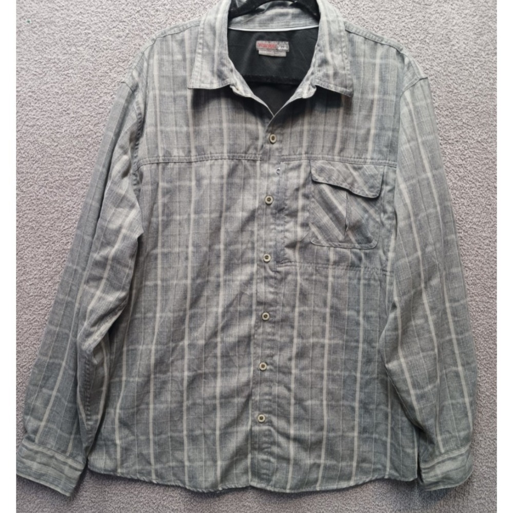 Wrangler Outdoor Shirt‎ Mens XL Gray Plaid Button Up Hiking Utility Flannel